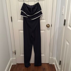 Jay Godfrey strapless dark navy jumpsuit; size 4